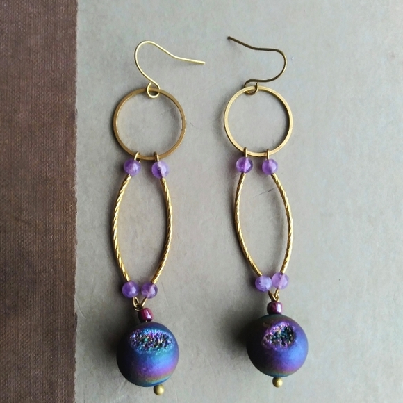 Hand Crafted Jewelry - 'The Dark Crystals' Statement Earrings